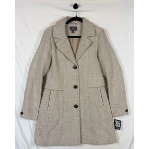 Gallery New York Walker Coat Medium Oatmeal Tweed Wool Blend NWT Chic Old Money
